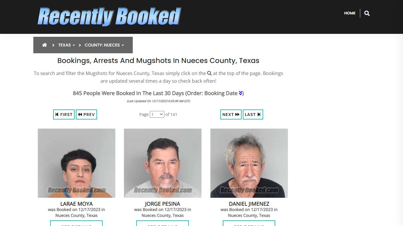 Recent bookings, Arrests, Mugshots in Nueces County, Texas